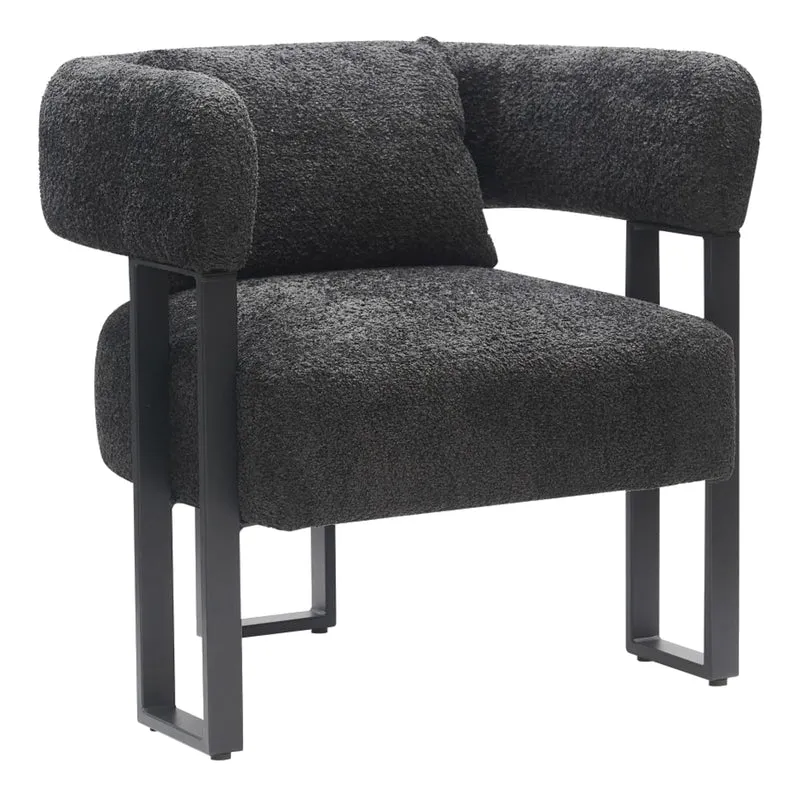 Chaise d'appoint en tissu bouclé et métal noir - Scarlet