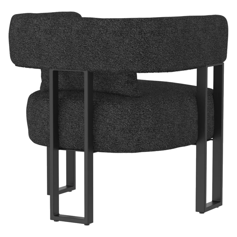 Chaise d'appoint en tissu bouclé et métal noir - Scarlet