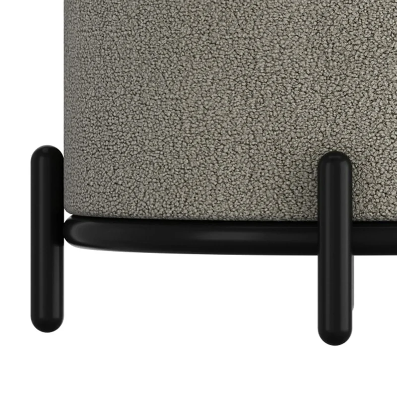 Pouf de rangement en tissu bouclé et métal noir - Castor