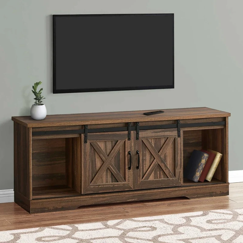 Meuble de télévision en stratifié faux bois à 2 portes coulissantes - I 2746-2747-2748