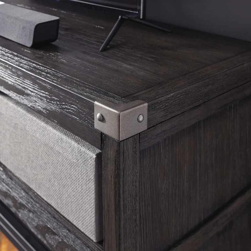 Meuble de télévision en bois/placage gris foncé - Todoe