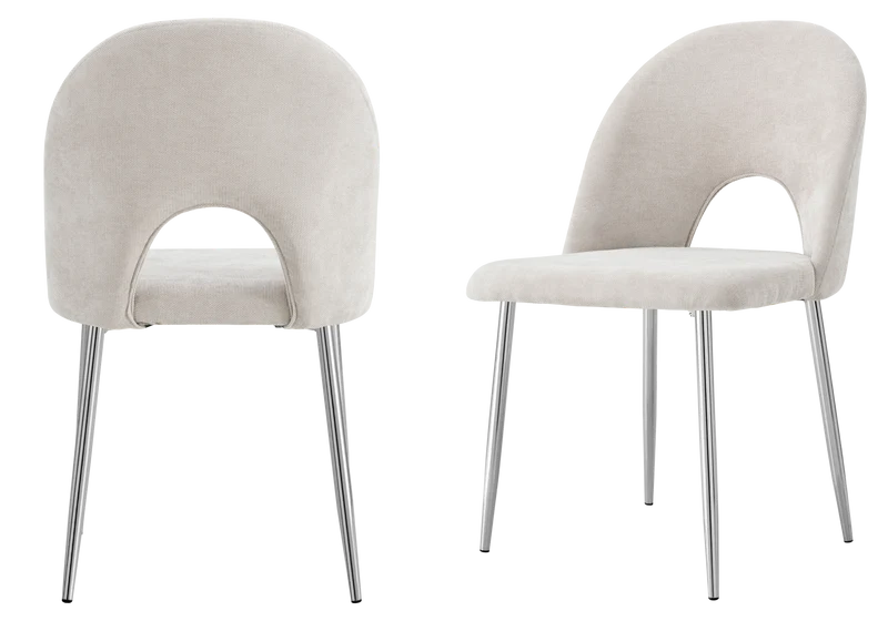 Chaise dossier ouvert en tissu chenille taupe - Talia x4