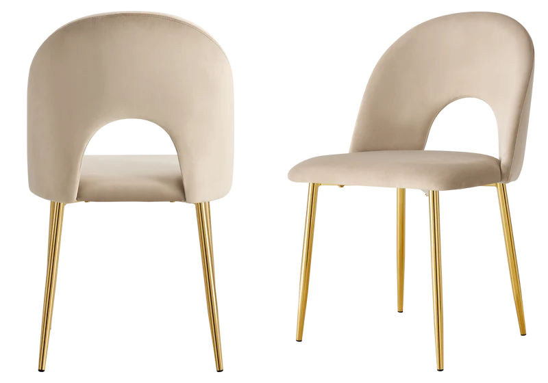 Chaise dossier ouvert en velours taupe - Talia x4