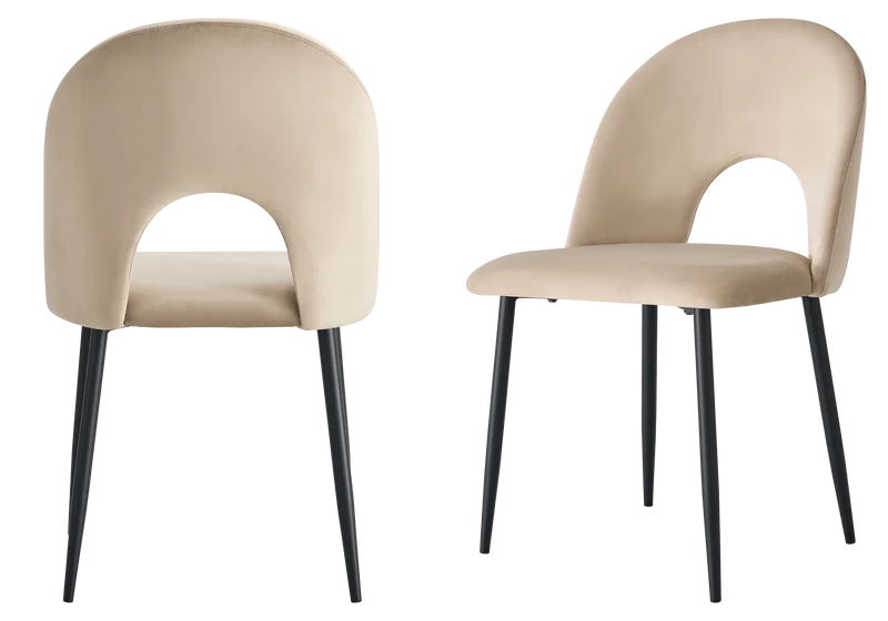 Chaise dossier ouvert en velours taupe - Talia x4