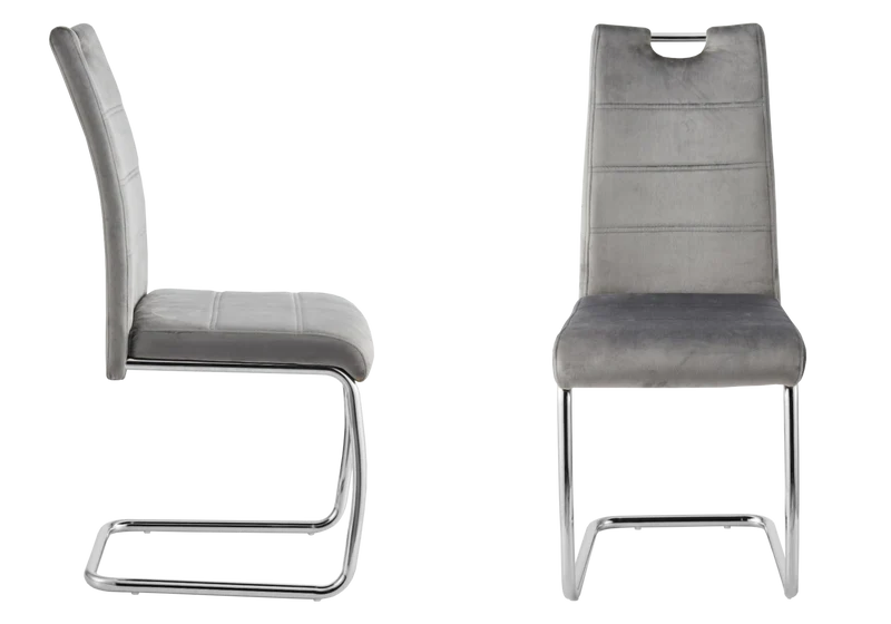 Chaise luge en velours gris dossier haut - Grazia x6