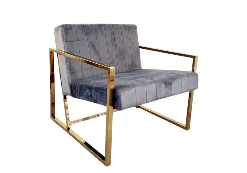 Fauteuil doré velours gris - Geva