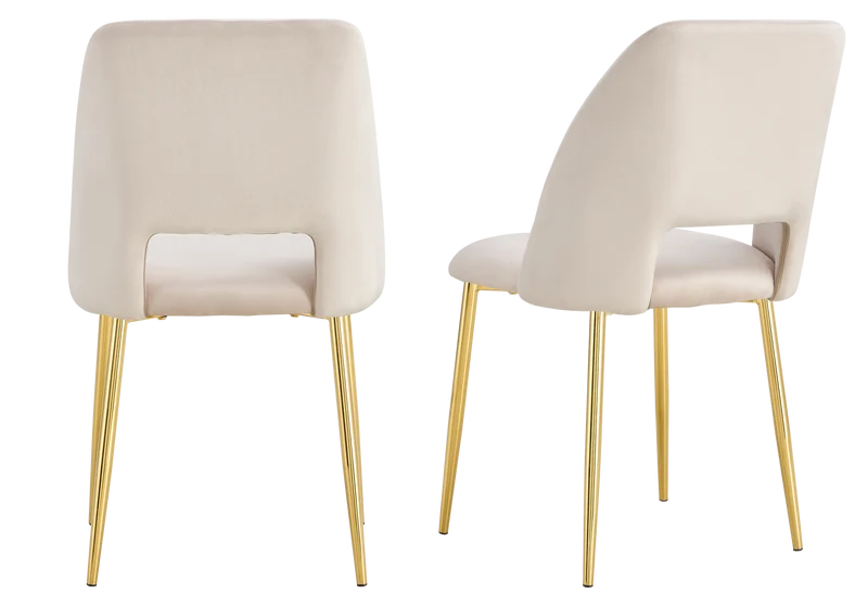 Chaise en velours beige avec dossier ouvert - Leoni x4