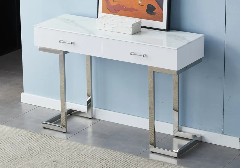 Console coiffeuse marbre blanc - Lena