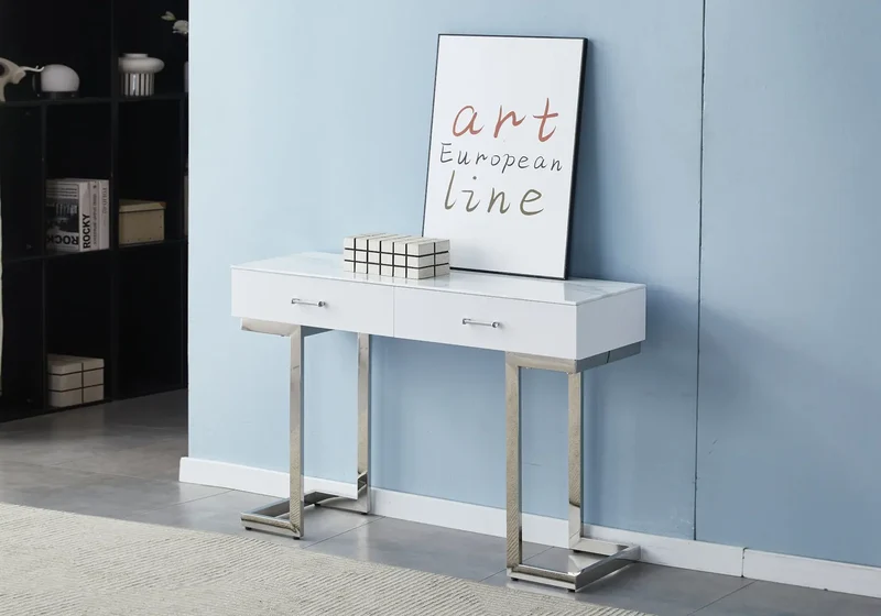 Console coiffeuse marbre blanc - Lena