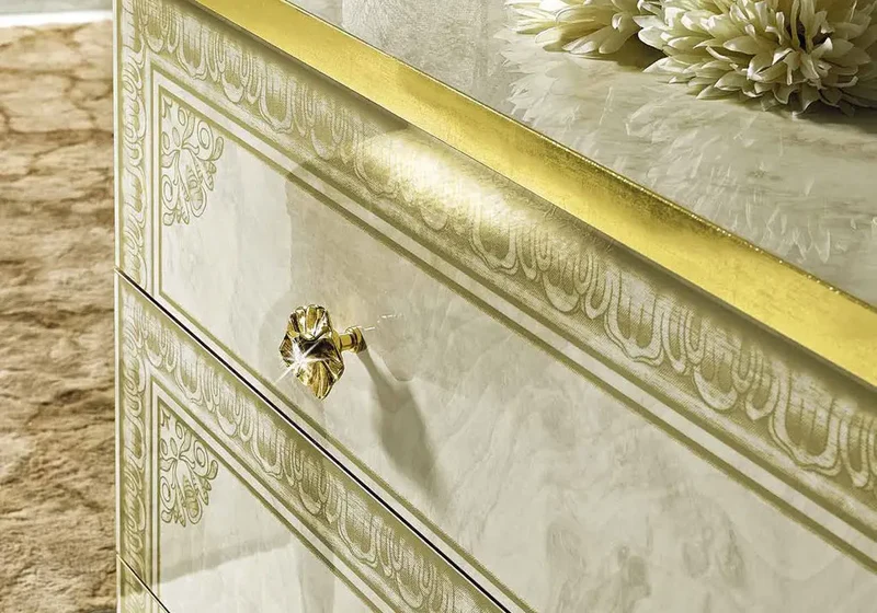 Chambre complète capitonné or ivoire KOBA