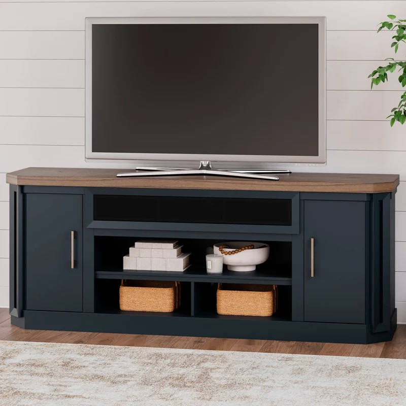 Meuble de télévision en bois/placage mindi bicolore - Lanocken
