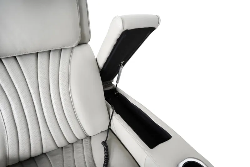 Causeuse inclinable motorisée zéro gravité en cuir gris pâle avec console - K2180