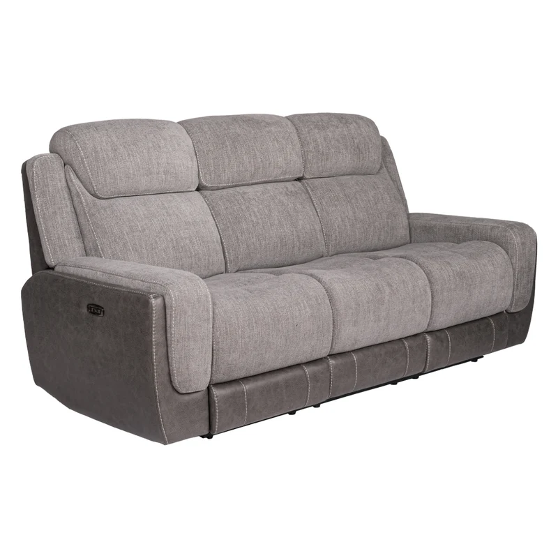 Sofa inclinable motorisé zéro gravité en tissu gris deux tons avec table centrale rabattable - K2179