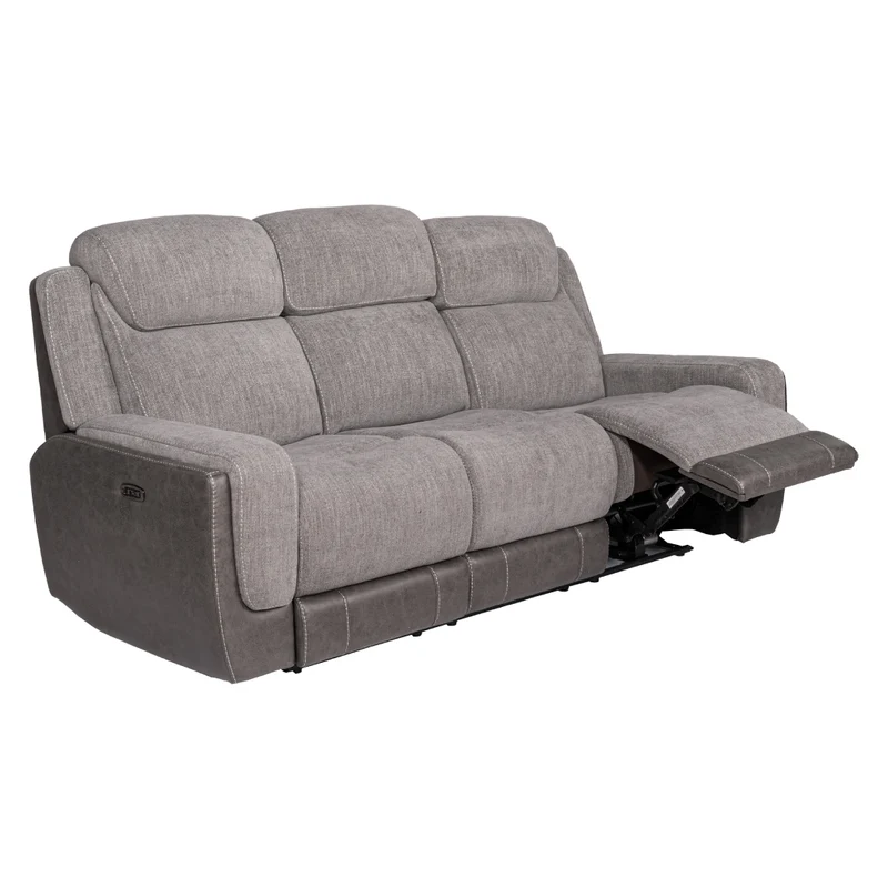 Sofa inclinable motorisé zéro gravité en tissu gris deux tons avec table centrale rabattable - K2179