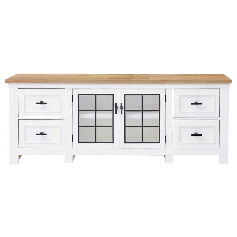 Meuble de télévision en bois/placage bicolore avec 4 tiroirs - Ashbryn
