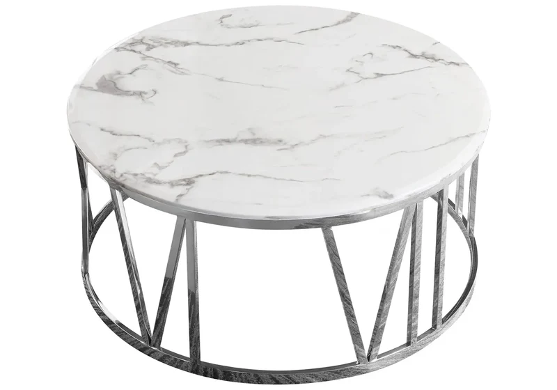 Table basse ronde marbre blanc - Geva