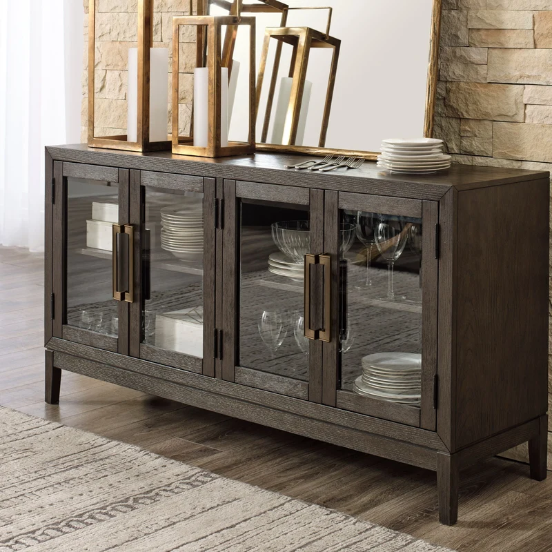 Buffet en bois/placage de chêne brun foncé avec 4 portes - Burkhaus