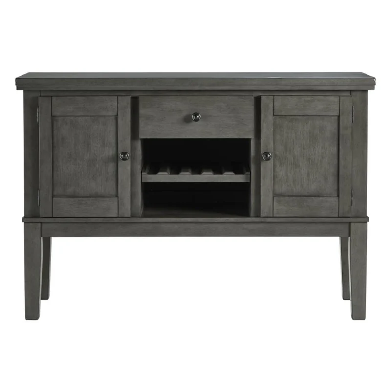Buffet en bois/placage d'acacia gris avec 2 portes et 1 tiroir - Hallanden