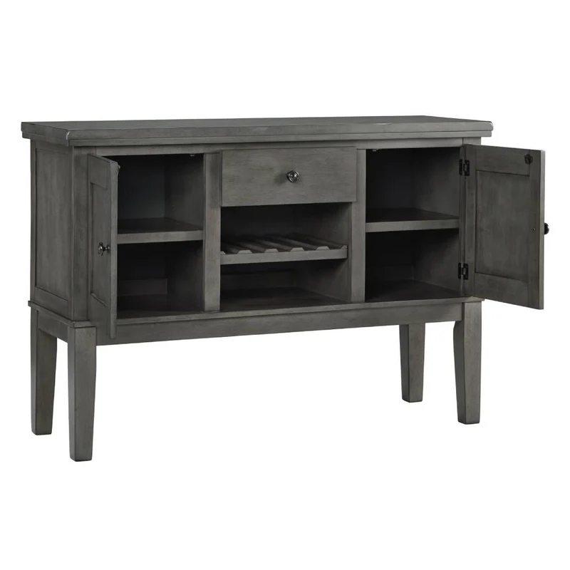 Buffet en bois/placage d'acacia gris avec 2 portes et 1 tiroir - Hallanden