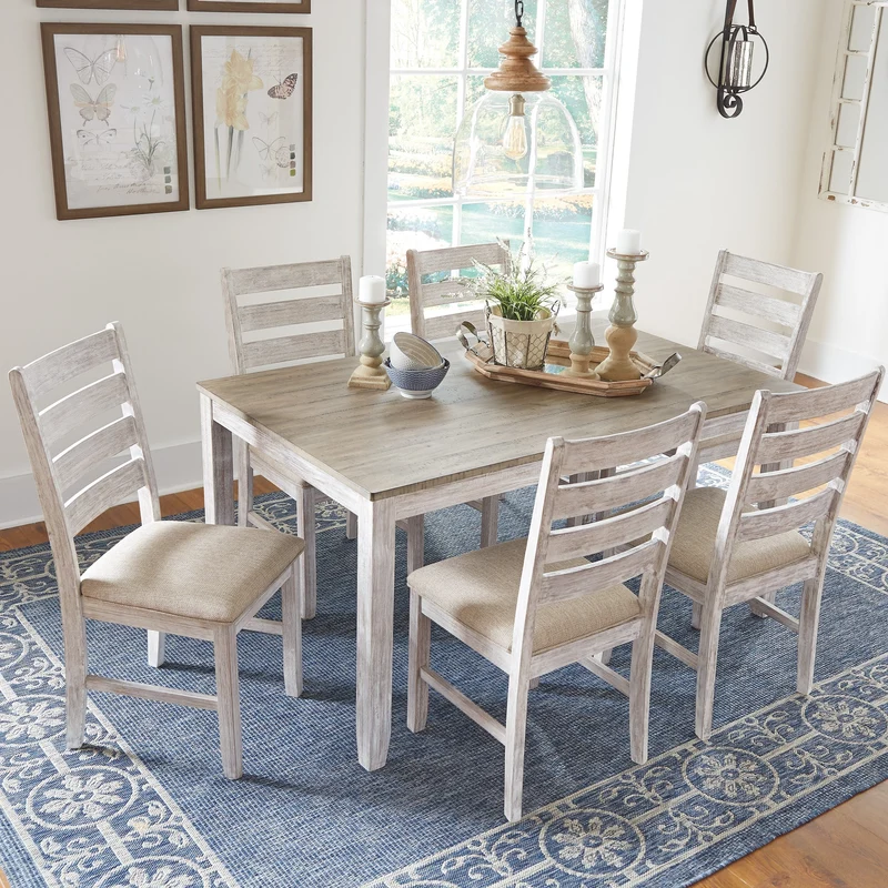 Ensemble de salle à manger avec 6 chaises d'une assise rembourrée - Skempton