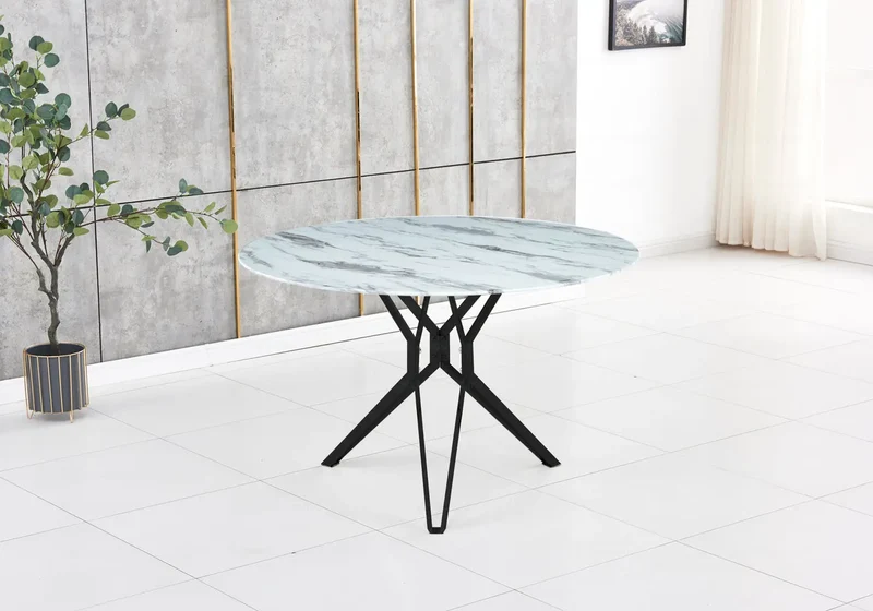 Table ronde noire marbre blanc - Iva