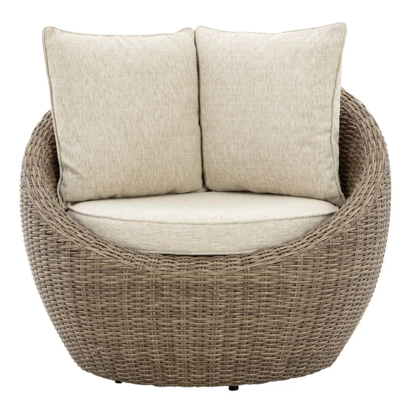 Ensemble de 2 fauteuils pivotants d'extérieur en tissu Nuvella beige - Danson