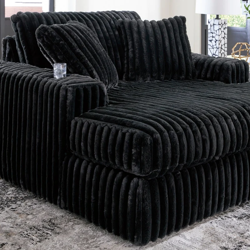 Fauteuil surdimensionné en velours côtelé noir - Midnight-Madness