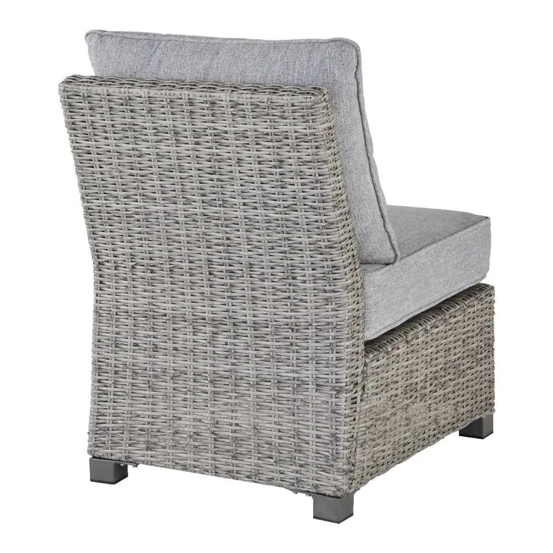 Fauteuil sans accoudoir extérieur en tissu Nuvella et en osier gris pâle - Naples Beach