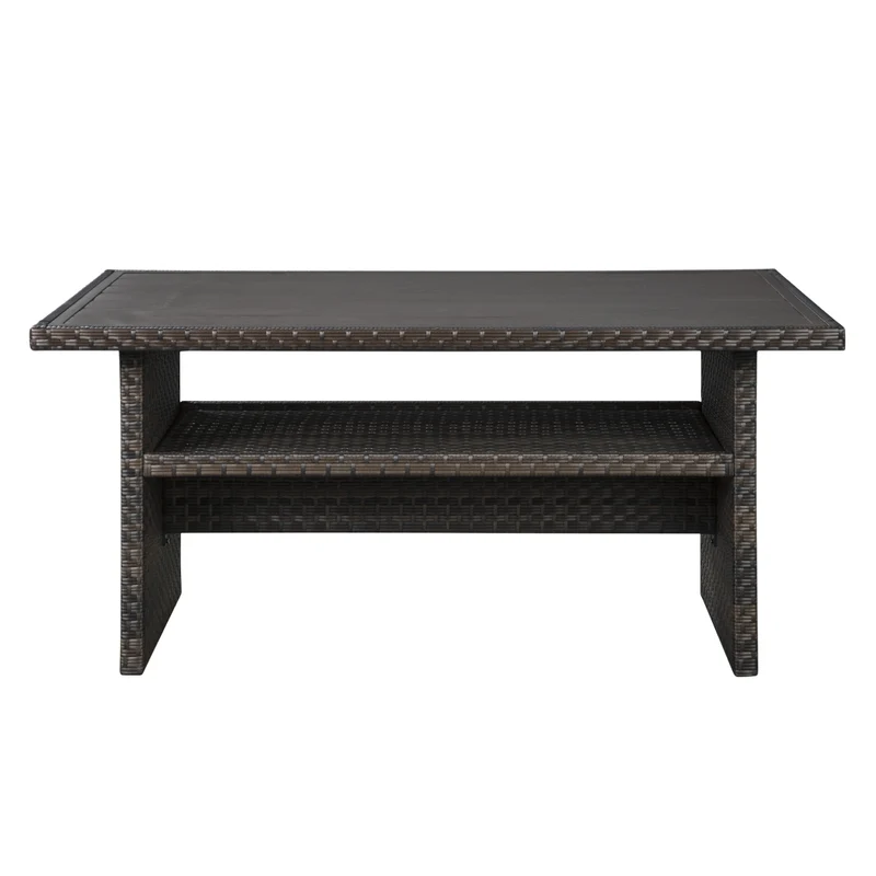 Table à manger extérieure en aluminium et rotin brun foncé - Easy Isle