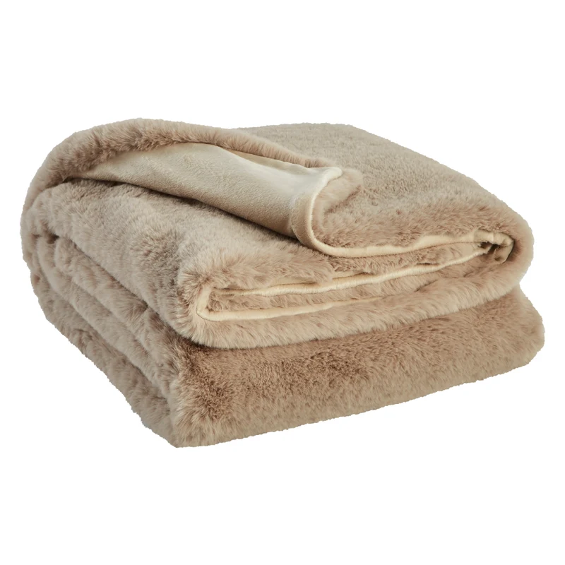Jeté 50 x 60 po en fausse fourrure taupe - Gariland