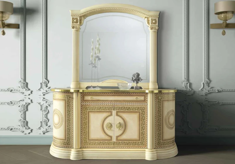 Espace TV baroque ivoire et or versace – IMPERIA