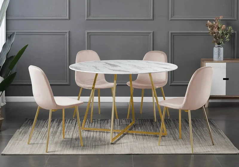 Chaises scandinaves en velours taupe - Gina x6