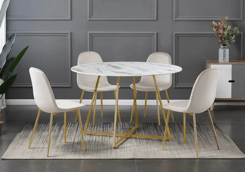 Chaises scandinaves en velours beige - Gina x6