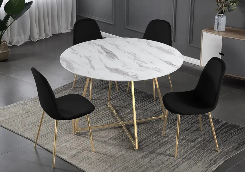 Chaises scandinaves en velours noir - Gina x6