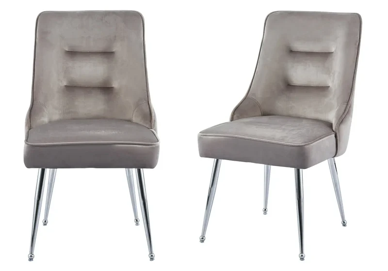 Chaise velours moka fermeture éclair argentée - Zip x2