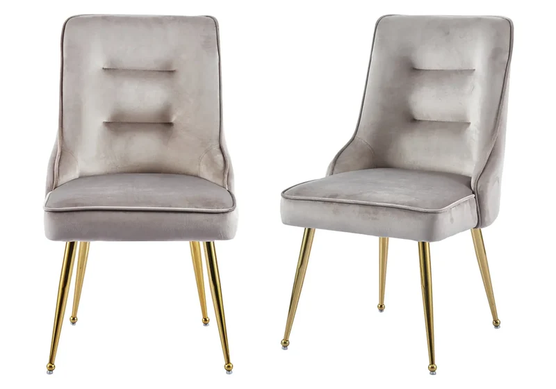 Chaise velours moka fermeture éclair dorée - Zip x2