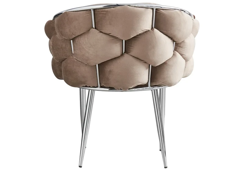 Fauteuil de table velours taupe pieds argentés - Cloud x2