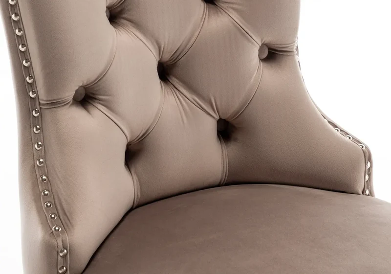 Chaises en velours moka avec poignée argentée - Lora x2