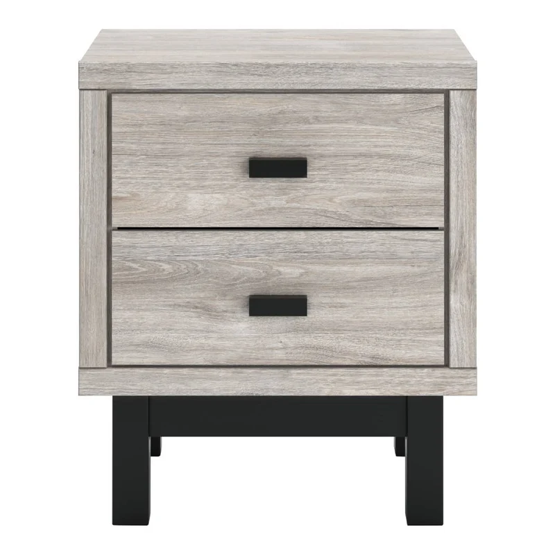 Table de chevet à 2 tiroirs en bois/placage bicolore - Vessalli