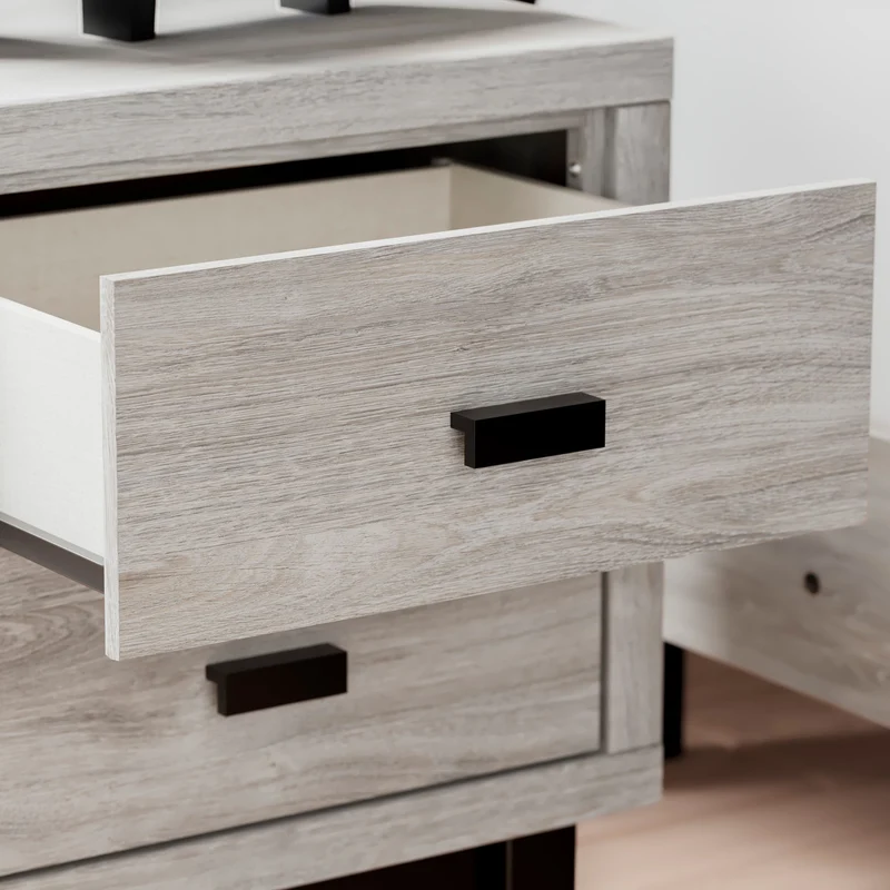 Table de chevet à 2 tiroirs en bois/placage bicolore - Vessalli