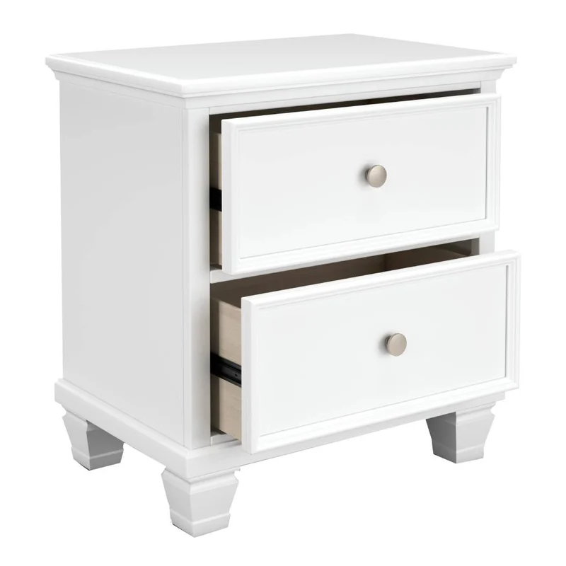 Table de chevet à 2 tiroirs en bois/MDF blanc - Fortman