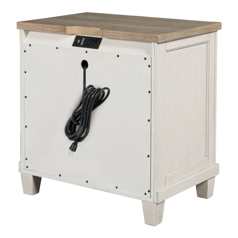 Table de chevet à 2 tiroirs en bois/placage bicolore - Shaybrock