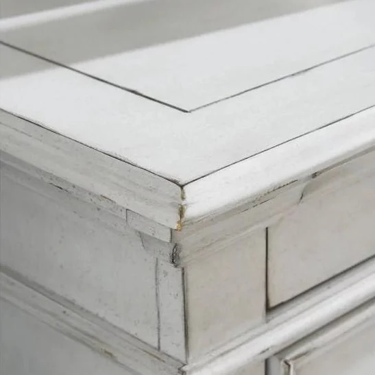 Table de chevet à 3 tiroirs en bois/placage blanc - Kanwyn