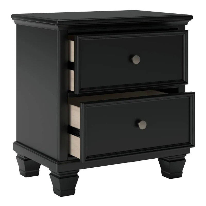 Table de chevet à 2 tiroirs en bois/placage noir - Lanolee