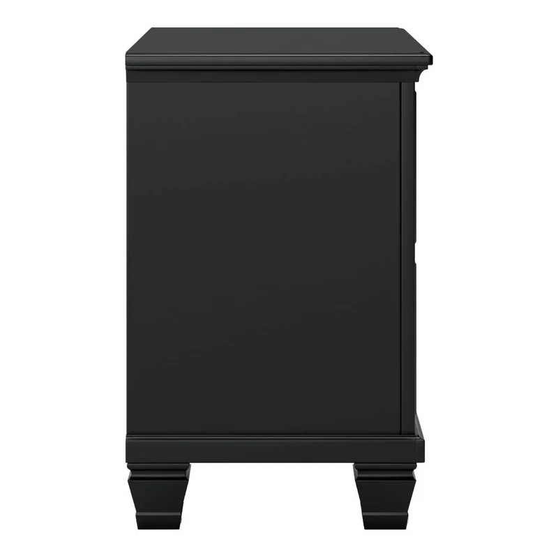 Table de chevet à 2 tiroirs en bois/placage noir - Lanolee