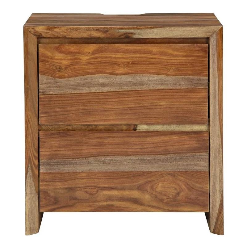 Table de chevet à 2 tiroirs en bois/MDF brun naturel - Dressonni