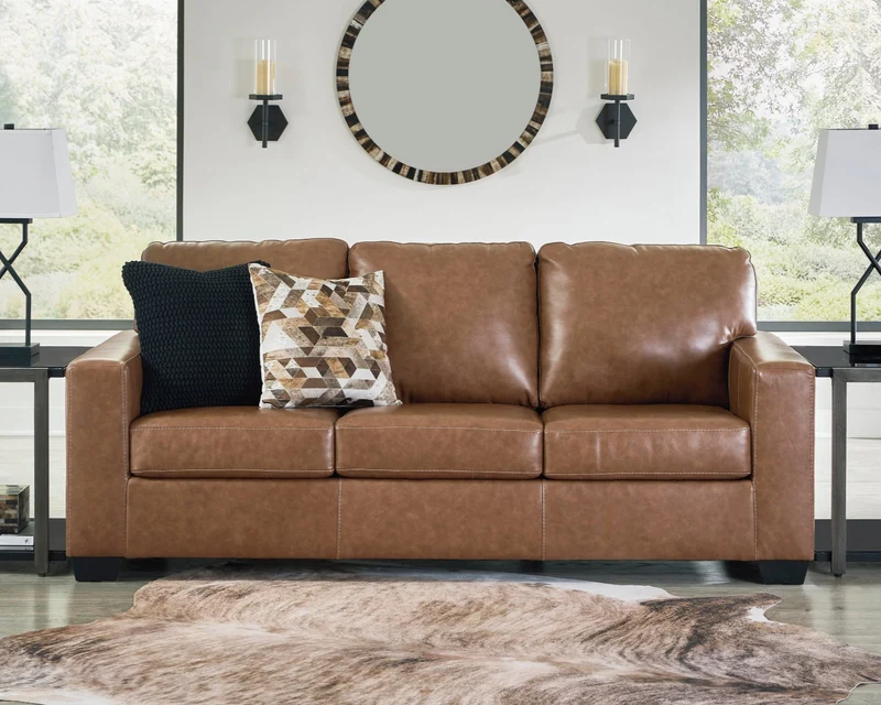 Sofa en cuir brun caramel - Bolsena