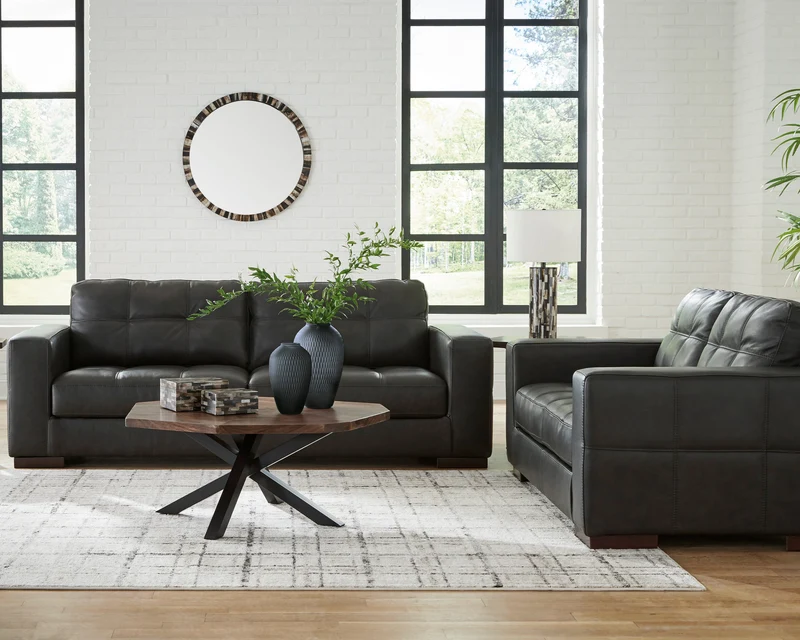 Sofa condo en cuir noir - Luigi