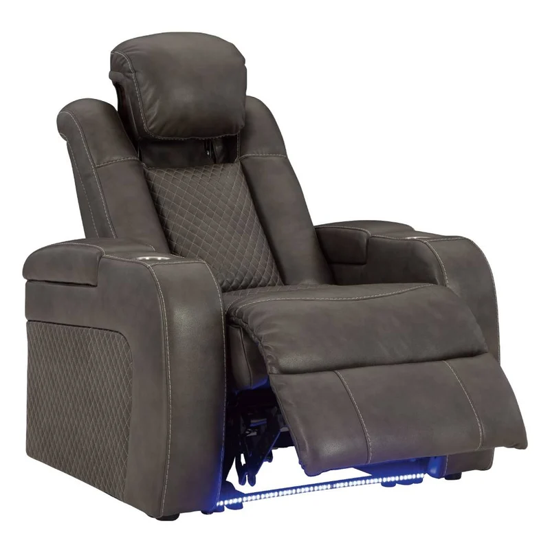 Fauteuil inclinable motorisé aspect cuir gris foncé - Mountainous