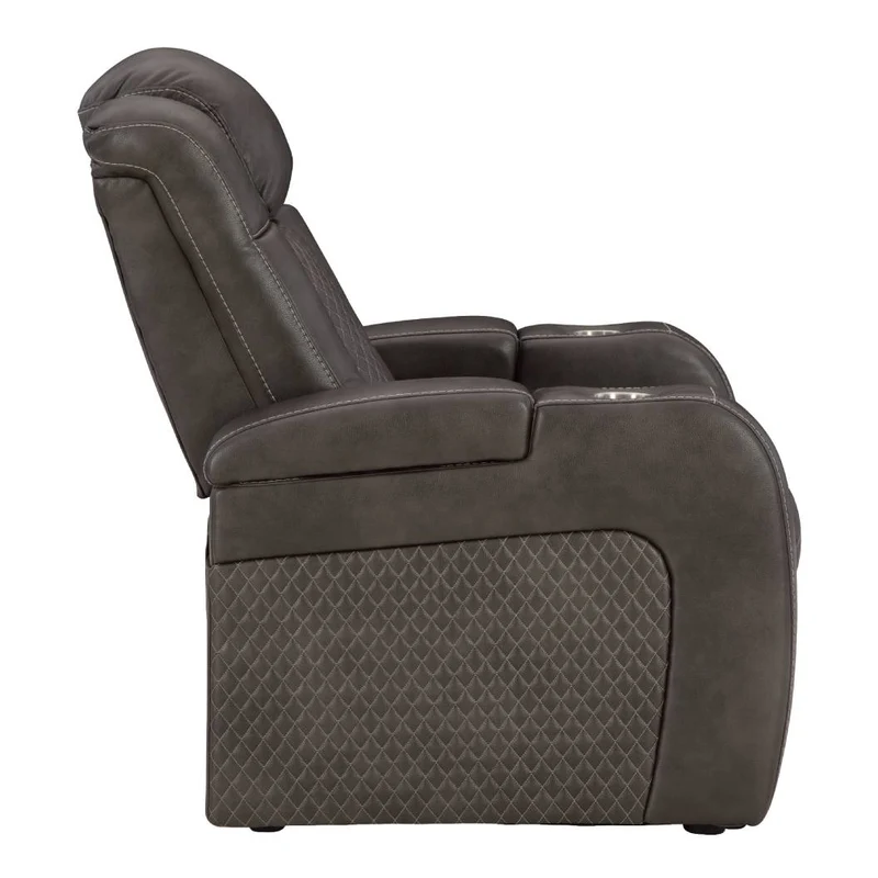 Fauteuil inclinable motorisé aspect cuir gris foncé - Mountainous